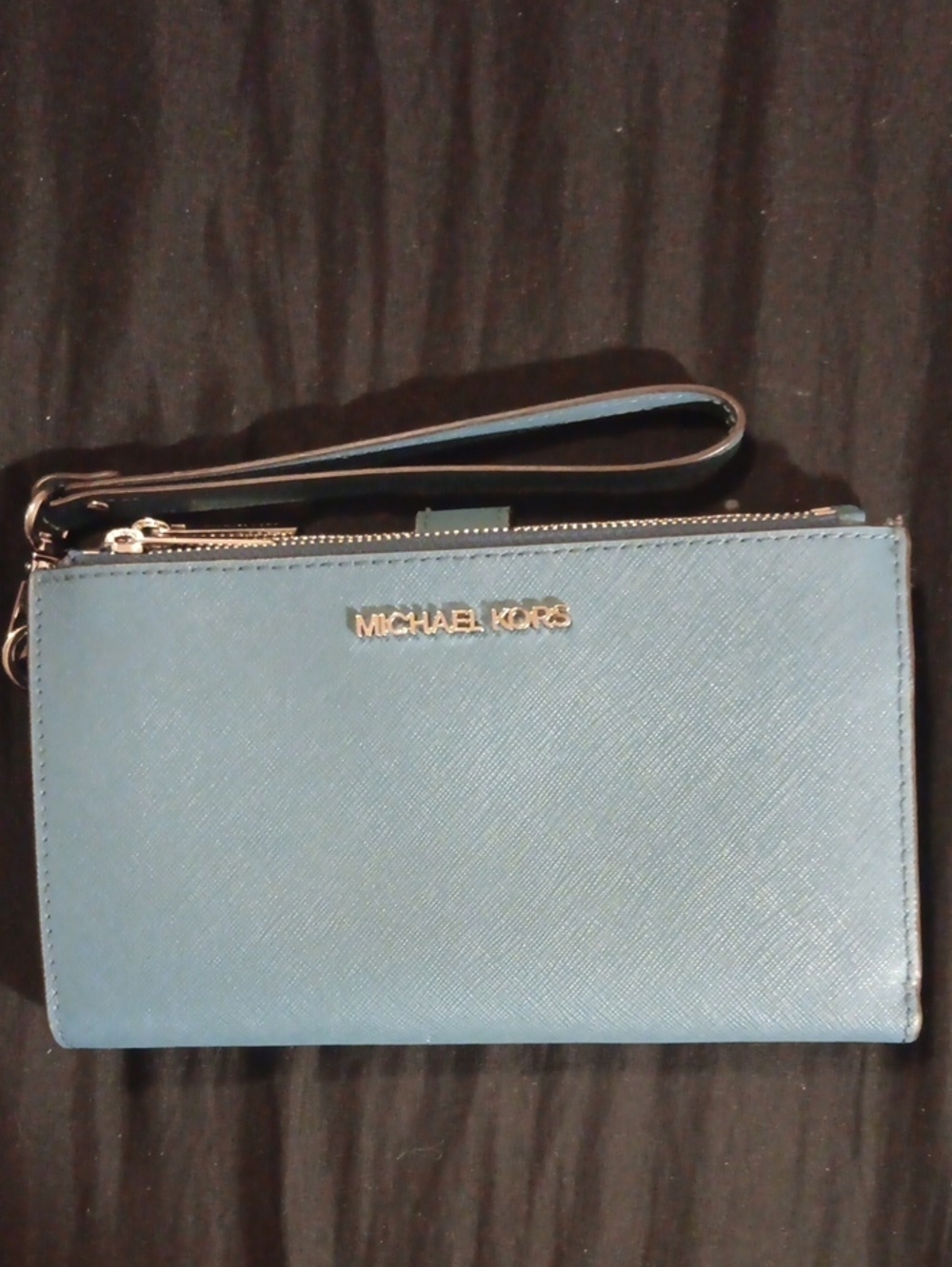 Michael Kors Light Blue Saffiano Leather Wallet Wristlet